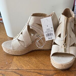 NWT- A New Day Beige Wedge Sandals